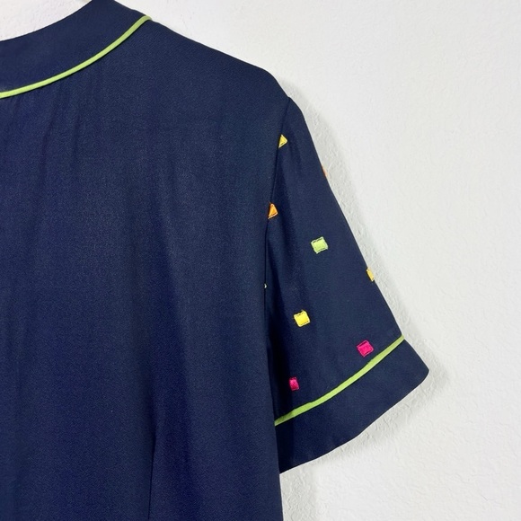 ANTHONY MARK HANKINS COLORFUL NAVY PINK ORANGE YELLOW GREEN DRESS SIZE 14 - Picture 3 of 5